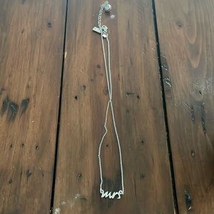 Kate spade “Mrs” necklace in white gold